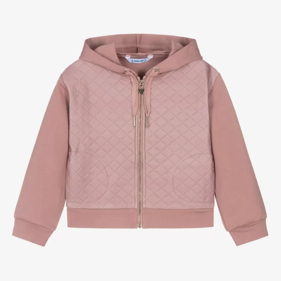 Mayoral Girls Pink Hooded Zip-Up Top^ Tops