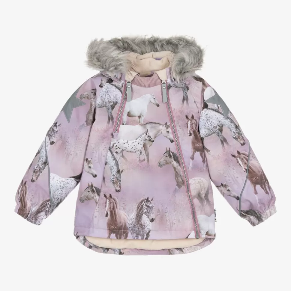 Molo Girls Pink Horse Padded Ski Jacket^ Snowwear