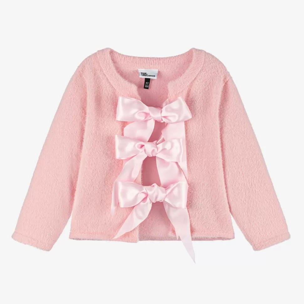 The Tiny Universe Girls Pink Knitted Bow Cardigan^ Tops