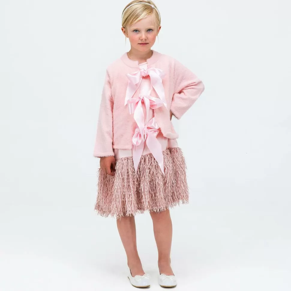 The Tiny Universe Girls Pink Knitted Bow Cardigan^ Tops