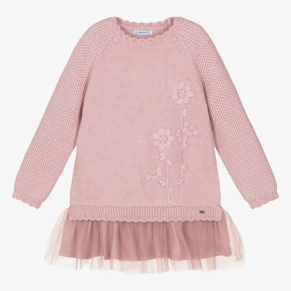 Mayoral Girls Pink Knitted Dress^ Dresses