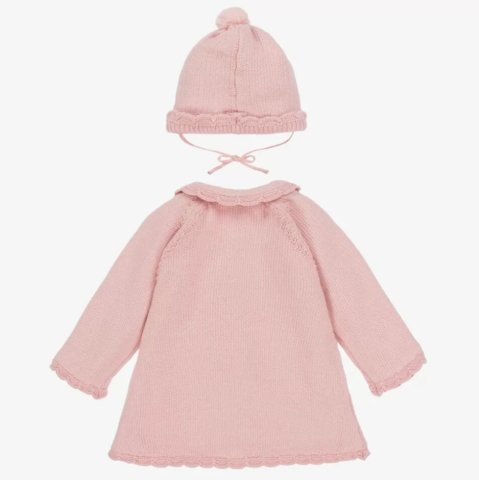 Mayoral Girls Pink Knitted Pram Coat & Hat Set^ Coats & Jackets