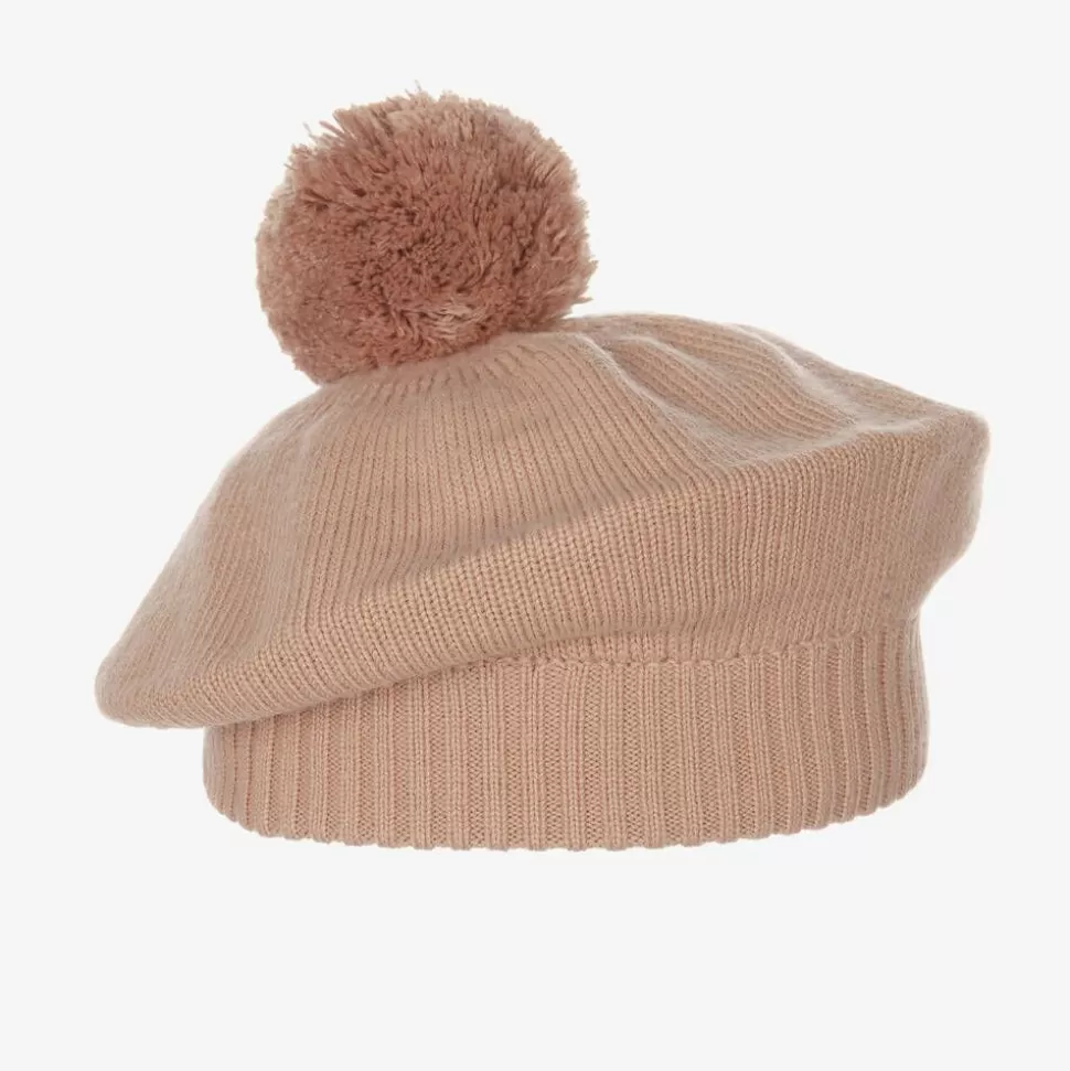 Elodie Girls Pink Knitted Wool Beret^ Hats