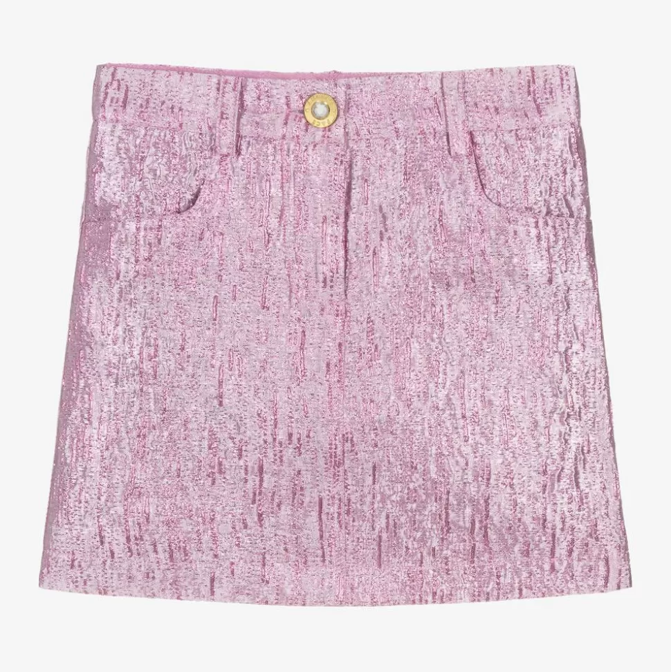 Angels Face Girls Pink Metallic Jacquard Skirt^ Skirts
