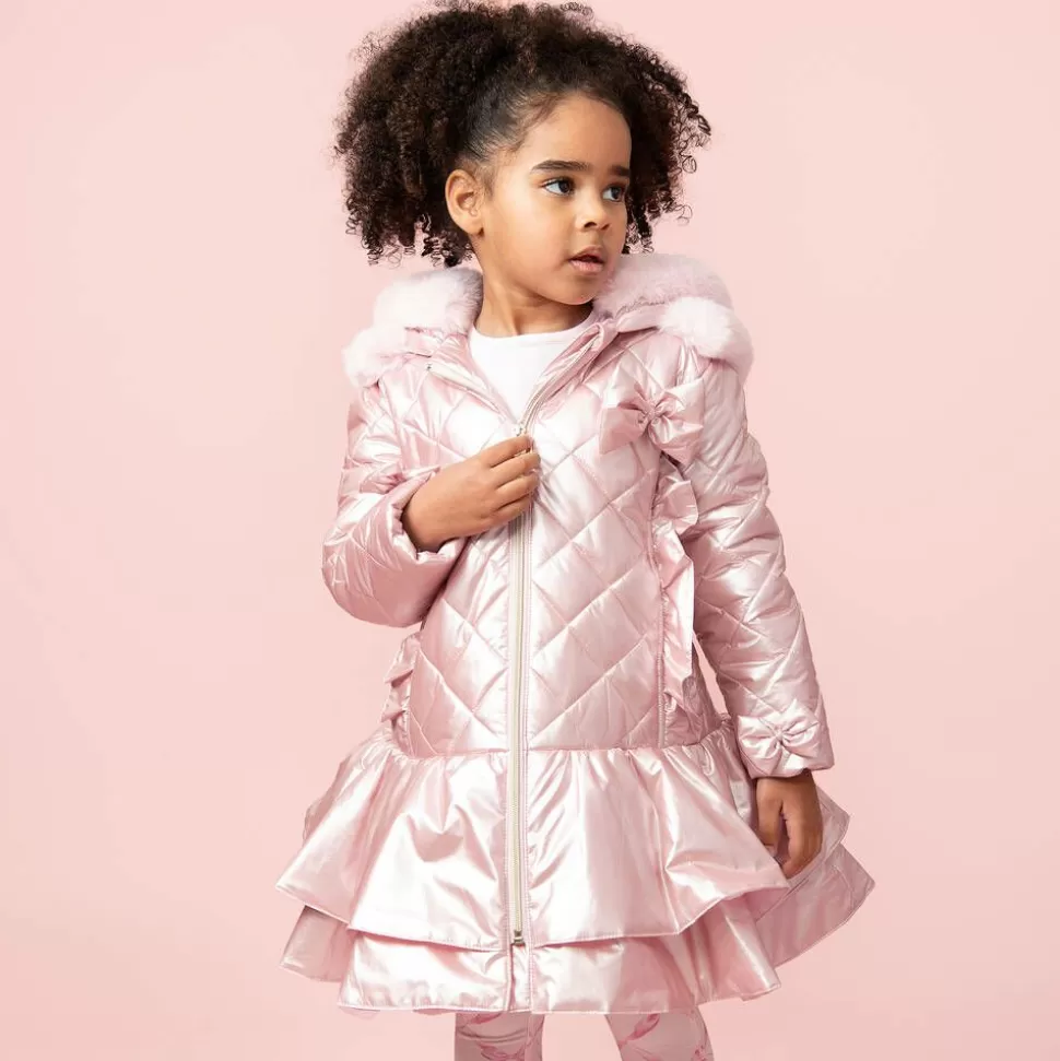 Caramelo Kids Girls Pink Metallic Quilted Coat^ Coats & Jackets