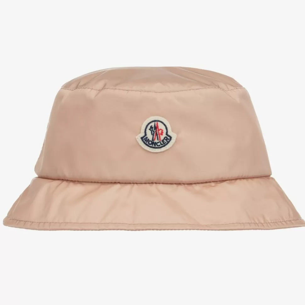 Moncler Enfant Girls Pink Nylon Logo Hat^ Hats