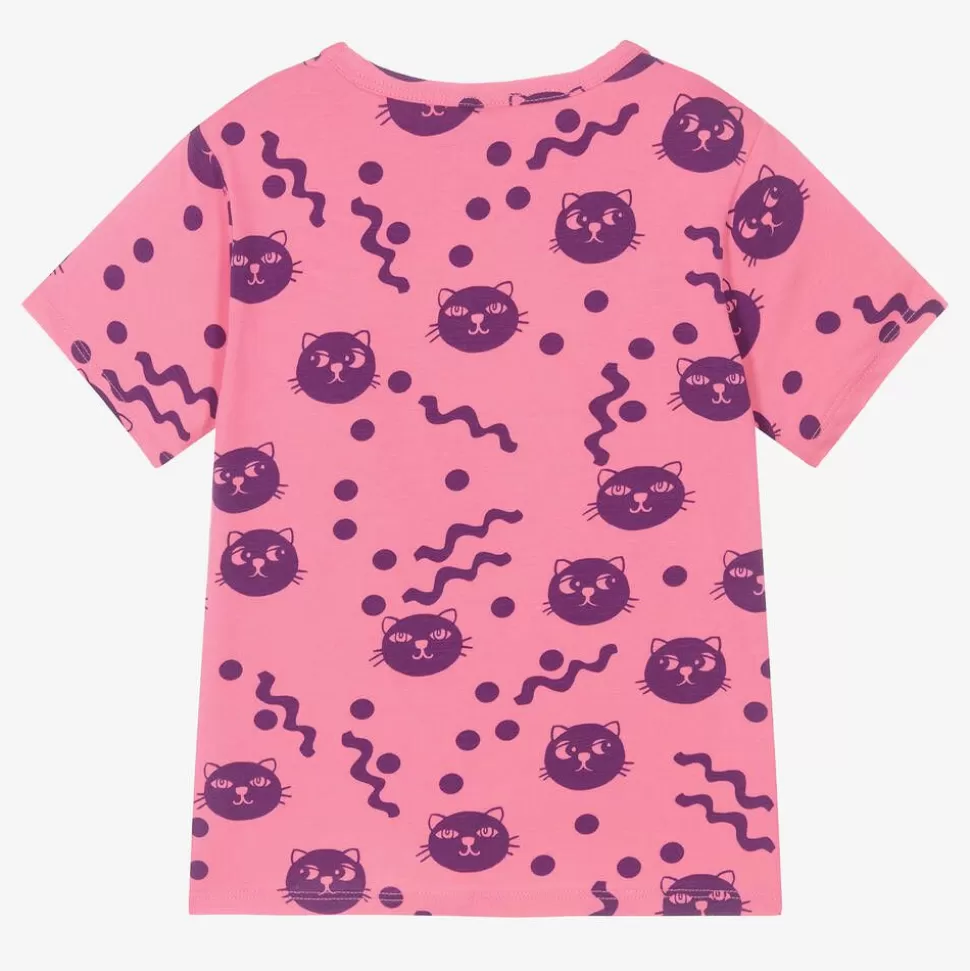 Mini Rodini Girls Pink Organic Cotton Cats T-Shirt^ Tops