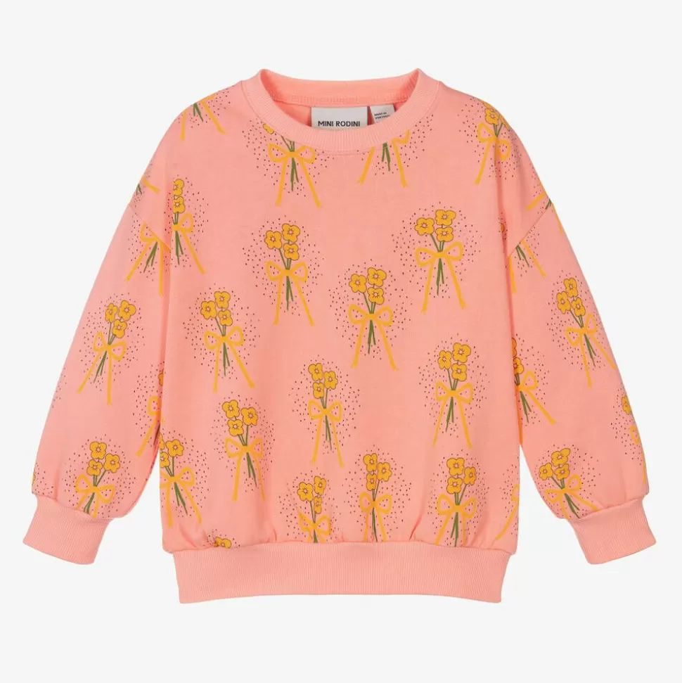 Mini Rodini Girls Pink Organic Cotton Floral Sweatshirt^ Tops