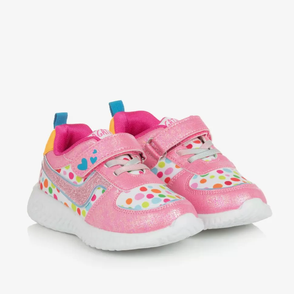 Agatha Ruiz de la Prada Girls Pink Polka Dot Velcro Trainers^ Trainers | Trainers