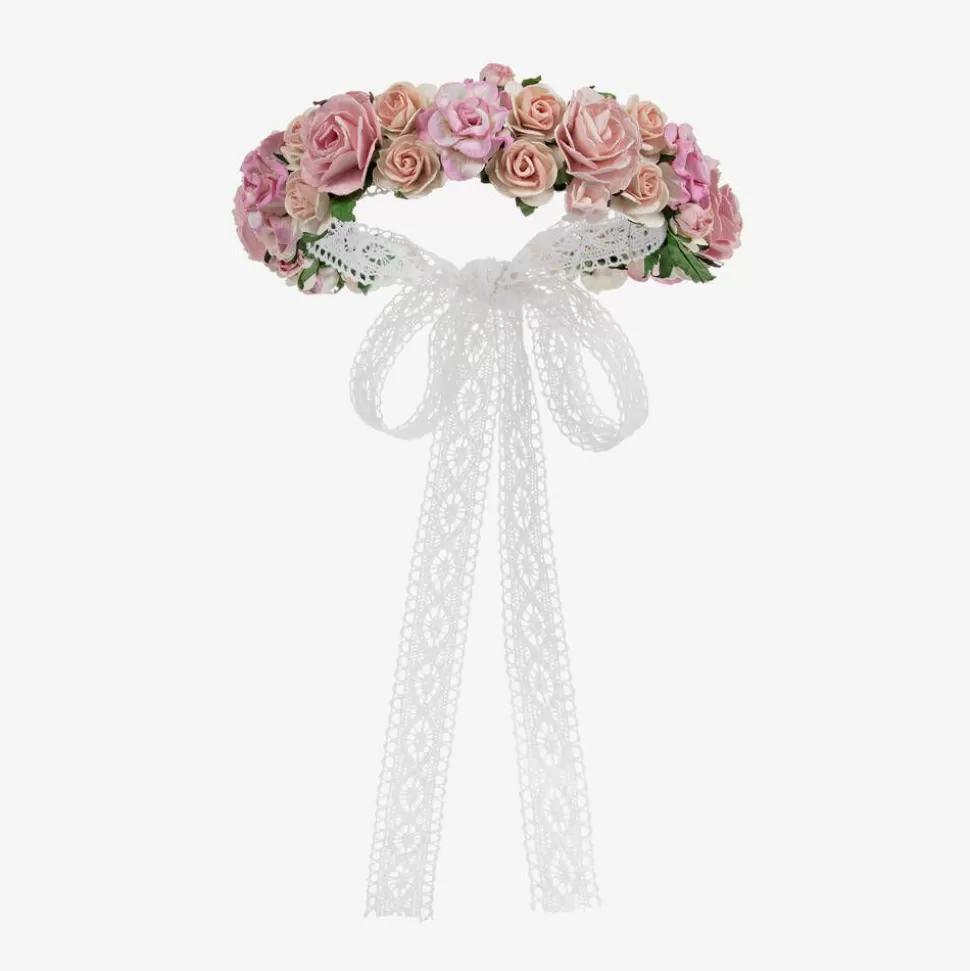 Sienna Likes To Party Girls Pink Rose & Lace Garland^ Hair Accessories