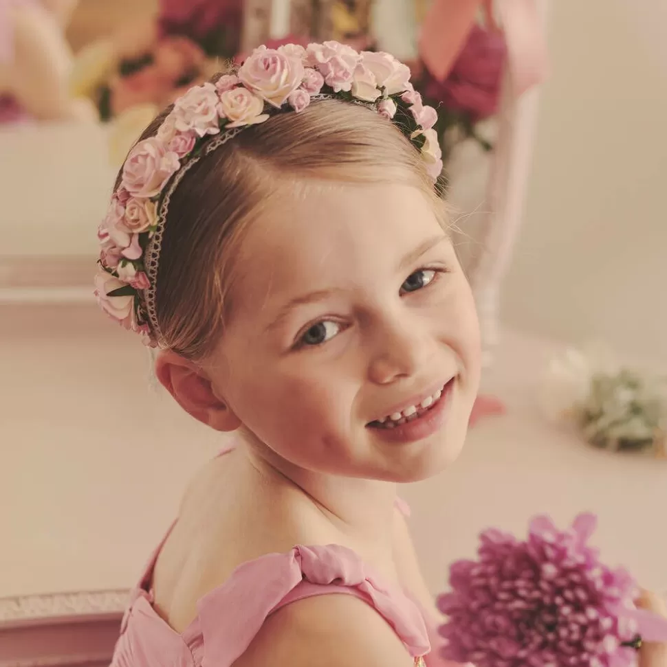 Sienna Likes To Party Girls Pink Rose & Lace Garland^ Hair Accessories