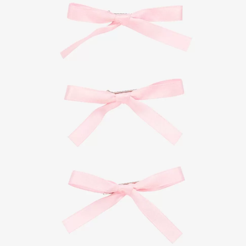 Junona Girls Pink Satin Bow Hair Clips (3 Pack)^ Hair Accessories