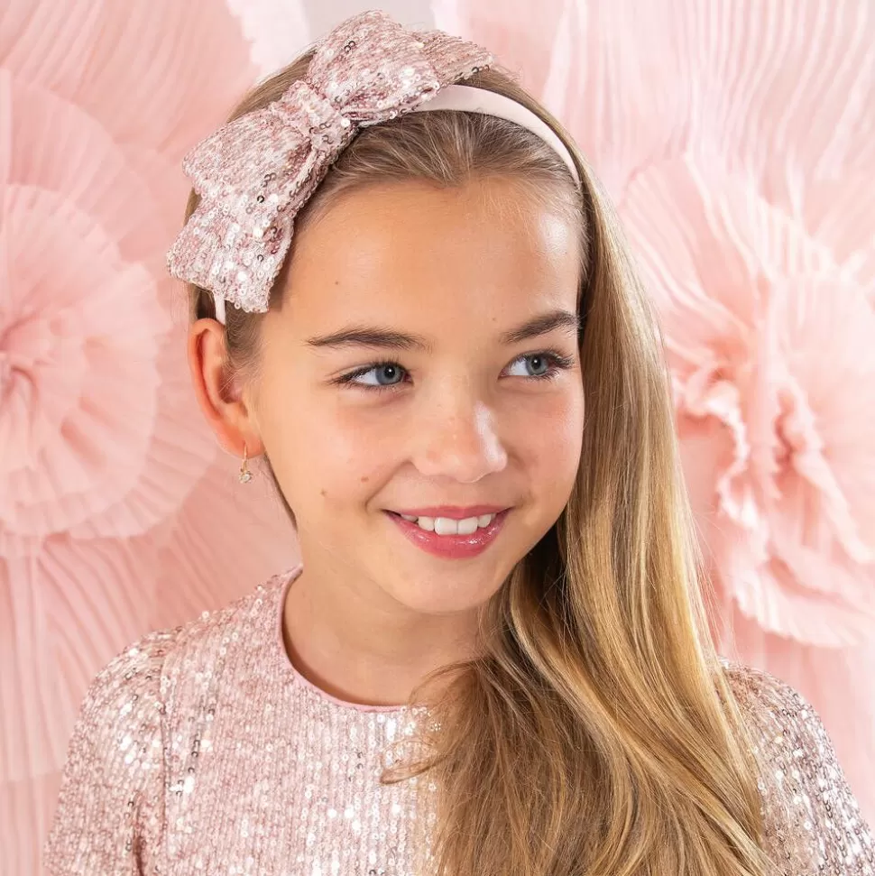 Patachou Girls Pink Sequin Bow Hairband^ Hair Accessories