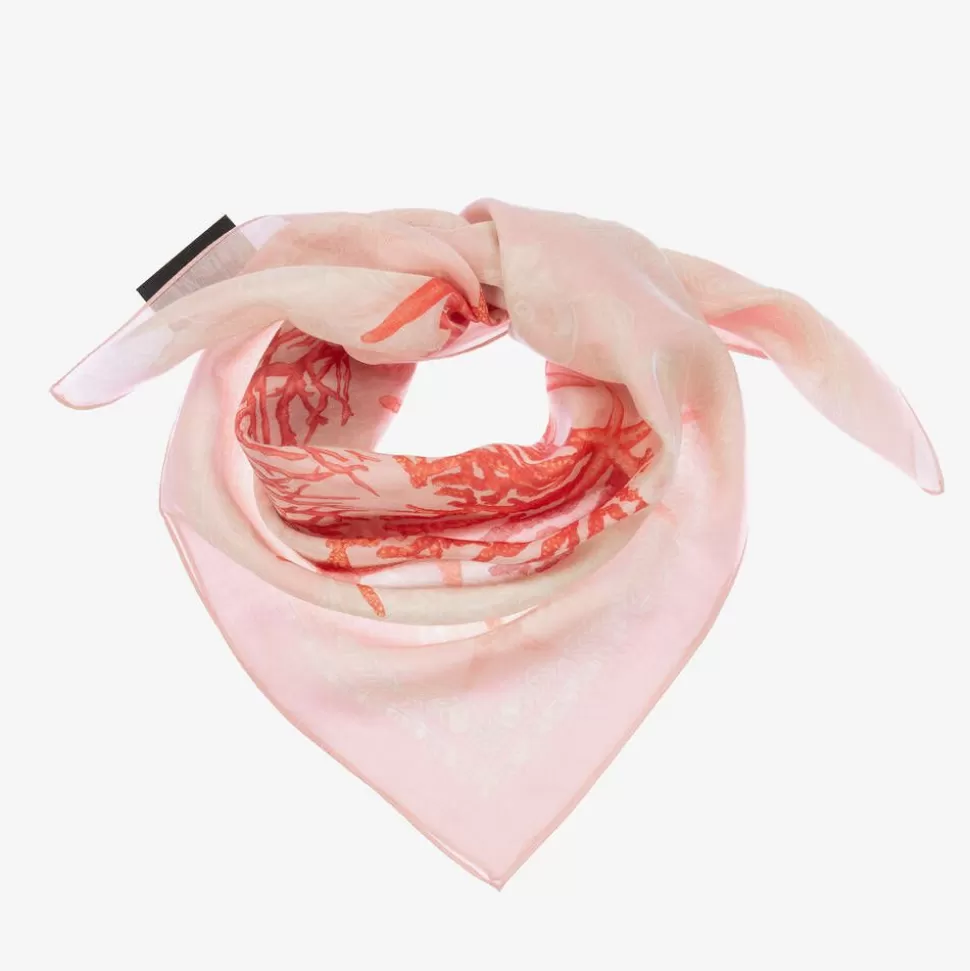 Versace Girls Pink Silk Barocco Sea Kids Foulard^ Scarves