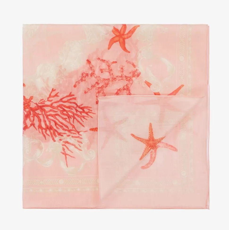 Versace Girls Pink Silk Barocco Sea Kids Foulard^ Scarves