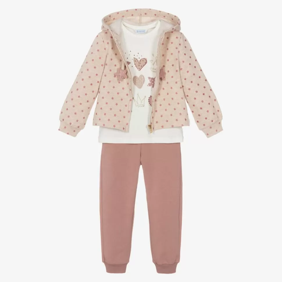 Mayoral Girls Pink Star Print Tracksuit Set^ Tracksuits