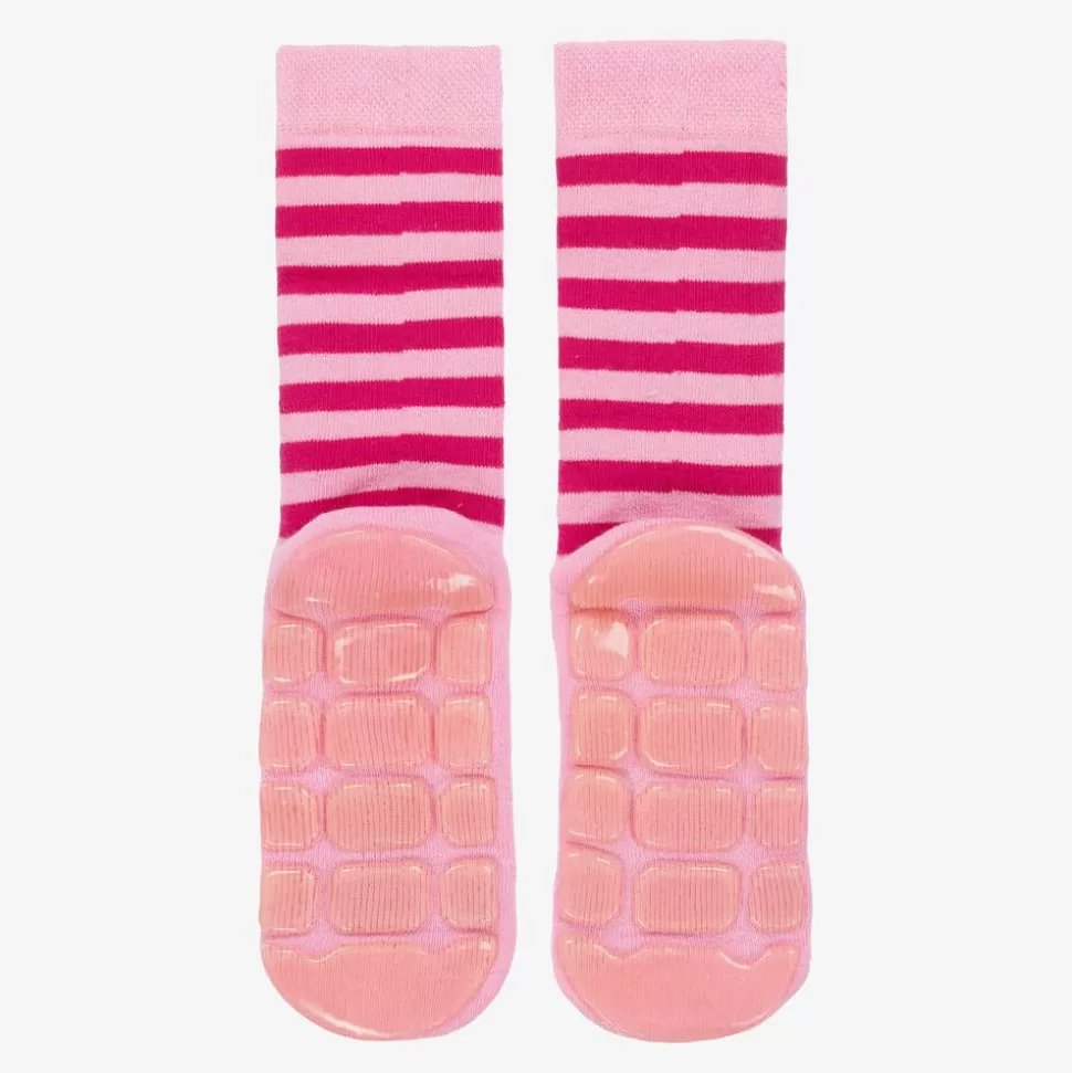 Country Kids Girls Pink Striped Cat Slipper Socks^ Socks