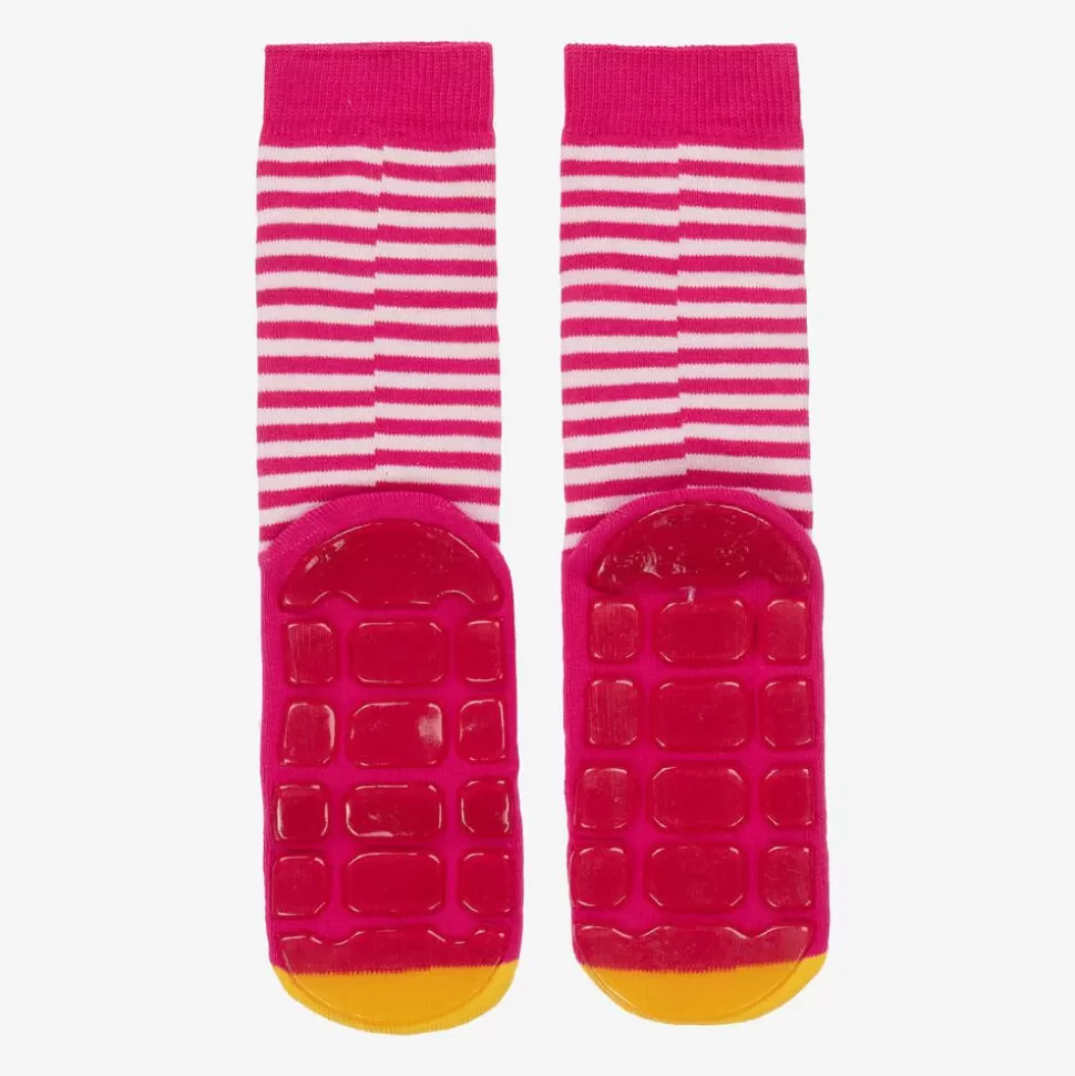 Country Kids Girls Pink Striped Duck Slipper Socks^ Socks