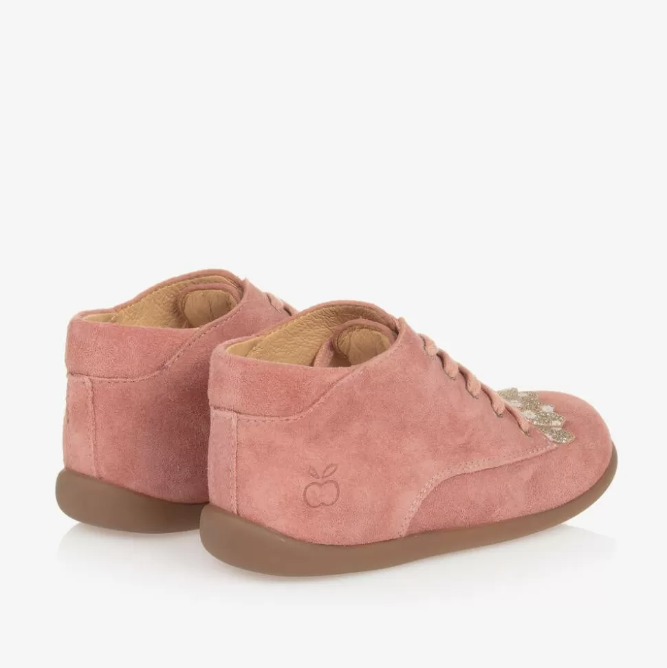 Pom dApi Girls Pink Suede Leather First Walker Boots^ Boots
