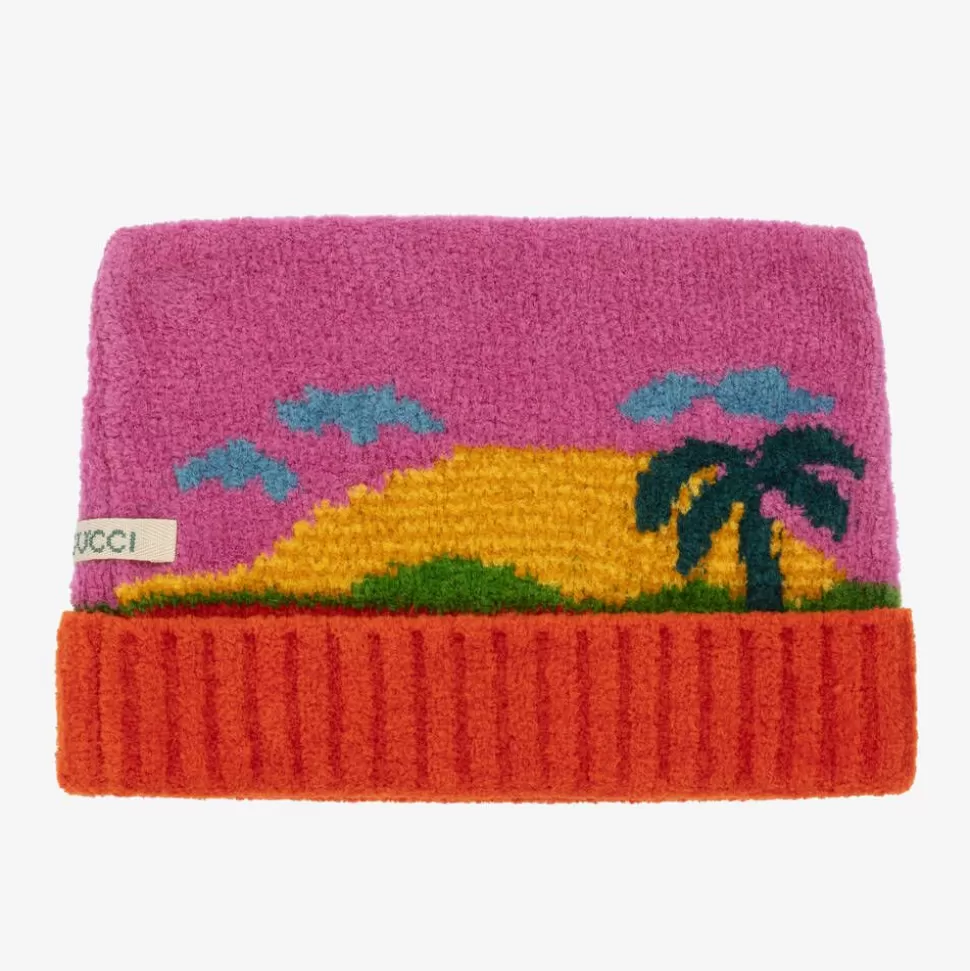 Gucci Girls Pink Sunset Chenille Knit Hat^ Hats