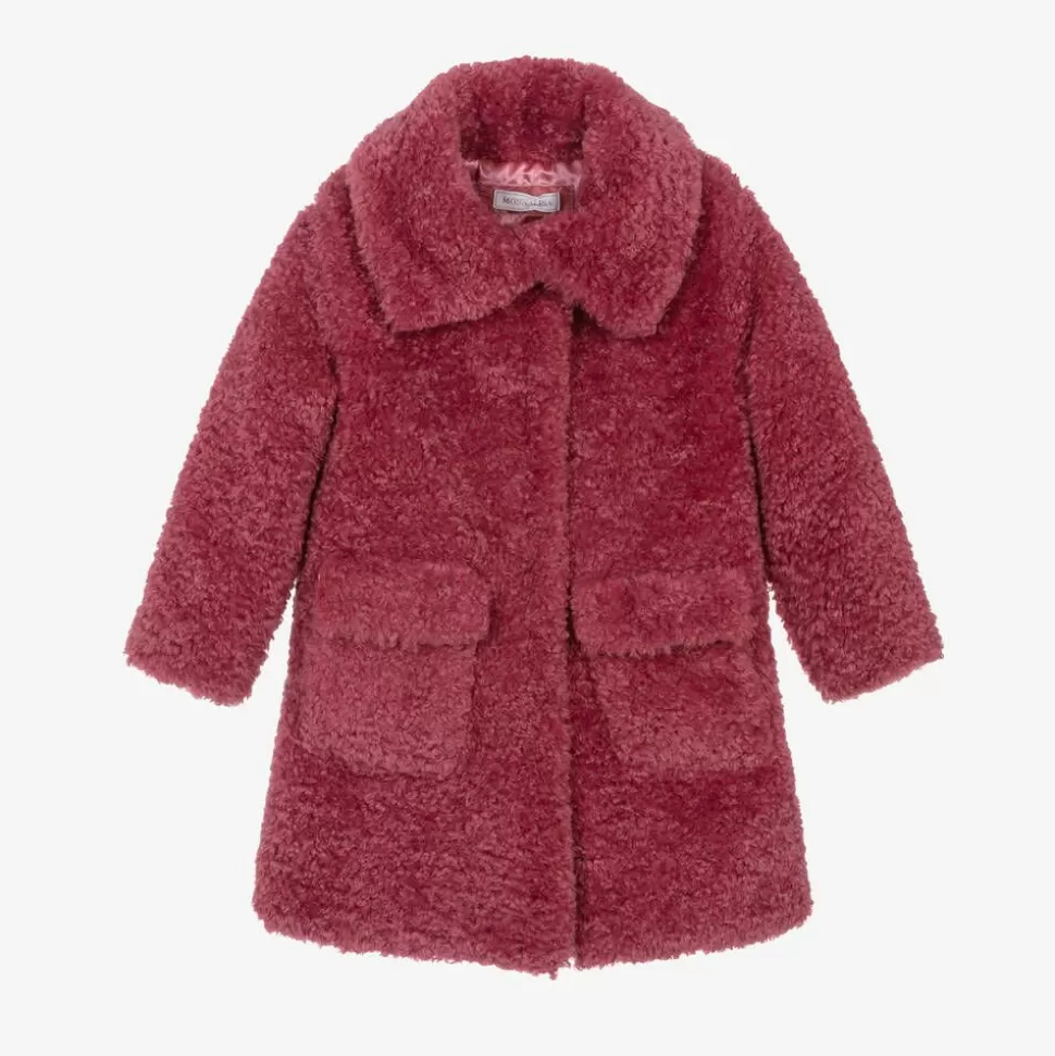 Monnalisa Girls Pink Teddy Fleece Coat^ Coats & Jackets