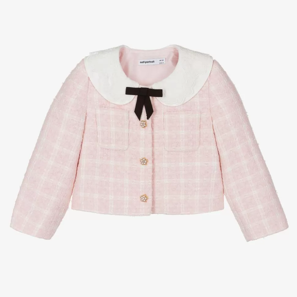 Self-Portrait Girls Pink Tweed Jacket^ Coats & Jackets