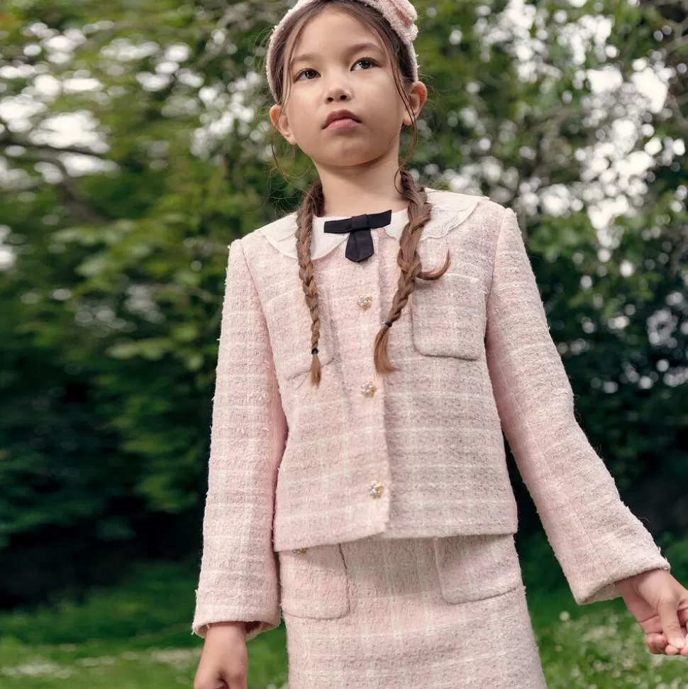 Self-Portrait Girls Pink Tweed Jacket^ Coats & Jackets