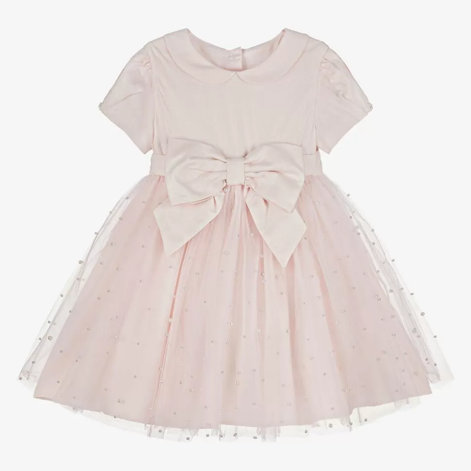 Lapin House Girls Pink Twill & Tulle Pearl Bead Dress^ Dresses