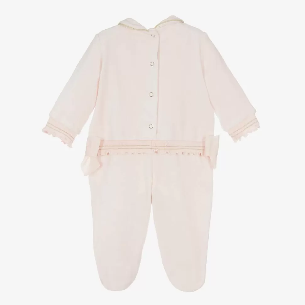 Lapin House Girls Pink Velour Ballerina Babygrow^ Babysuits