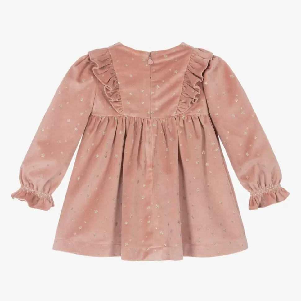 Mayoral Girls Pink Velour Star Dress^ Dresses