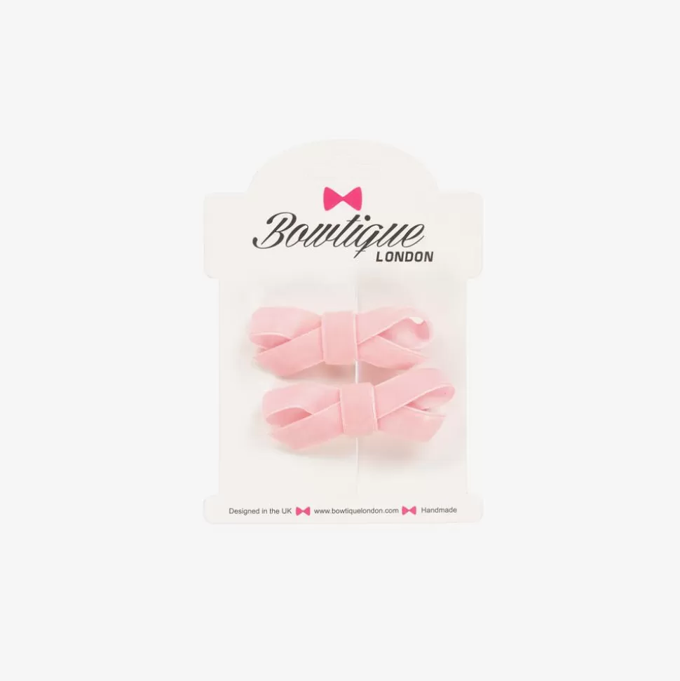 Bowtique London Girls Pink Velvet Bow Hair Clips (2 Pack)^ Hair Accessories