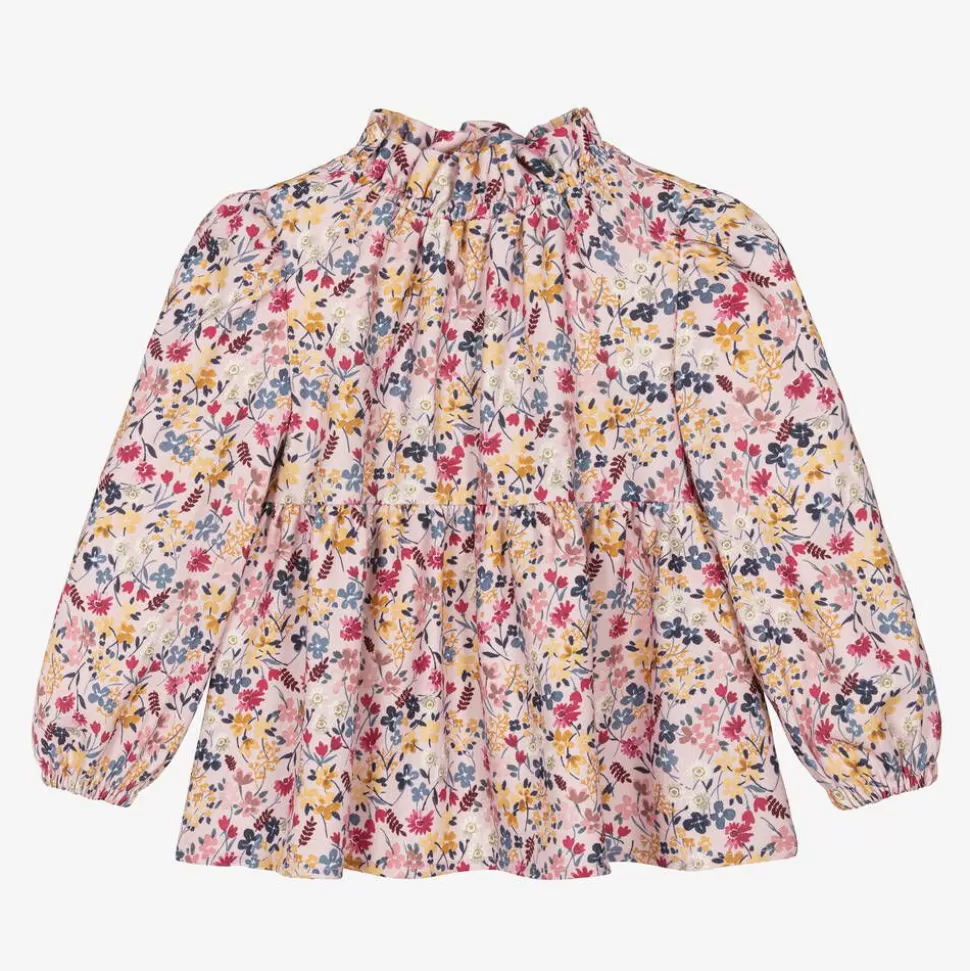 Il Gufo Girls Pink Viscose Floral Blouse^ Tops
