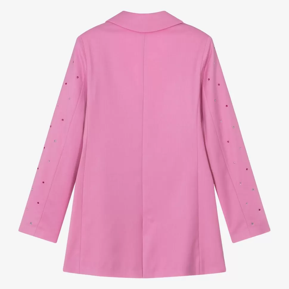 MSGM Girls Pink Viscose Rhinestone Blazer^ Coats & Jackets