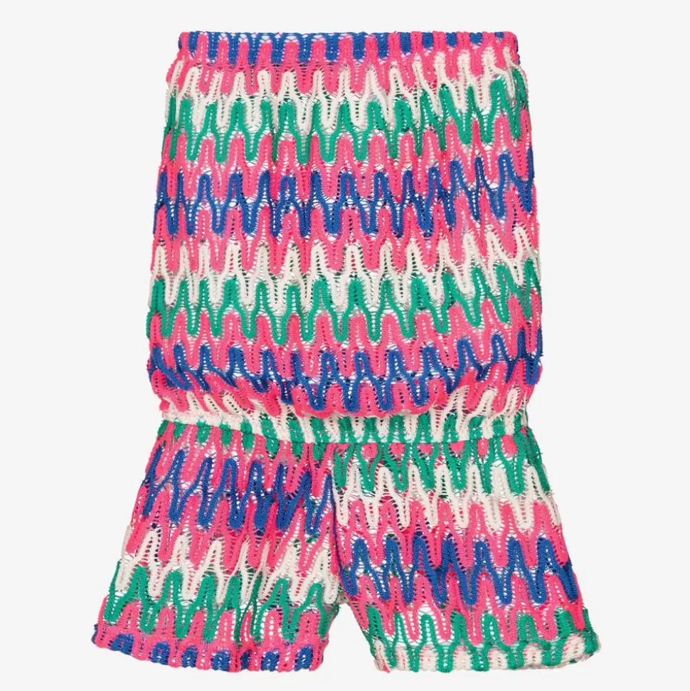 Nessi Byrd Girls Pink Zigzag Crochet Lace Jumpsuit (UV50)^ Swimwear
