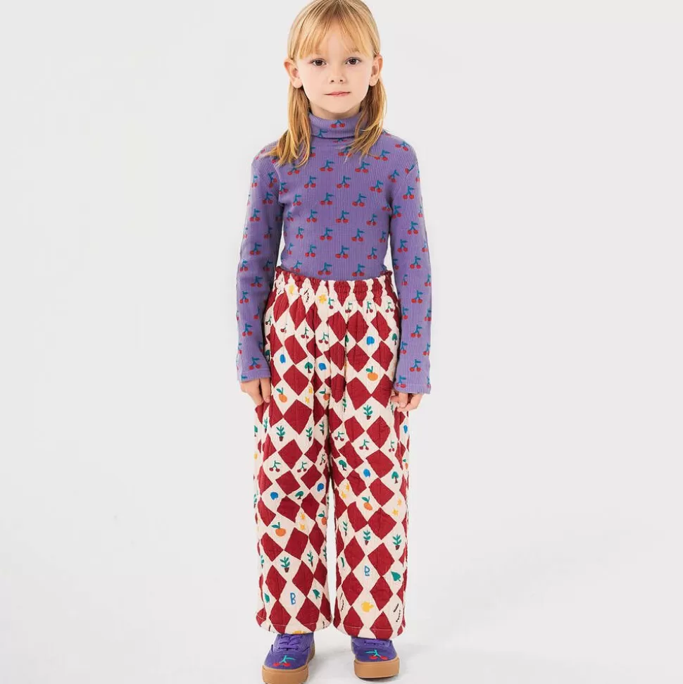 Bobo Choses Girls Purple Cotton Cherry Print Roll Neck^ Tops