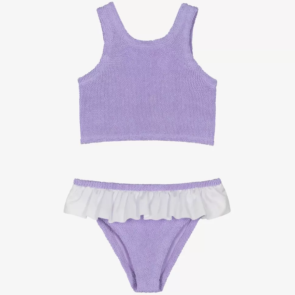 Hunza G Girls Purple Crinkle Frill Bikini^ Swimwear