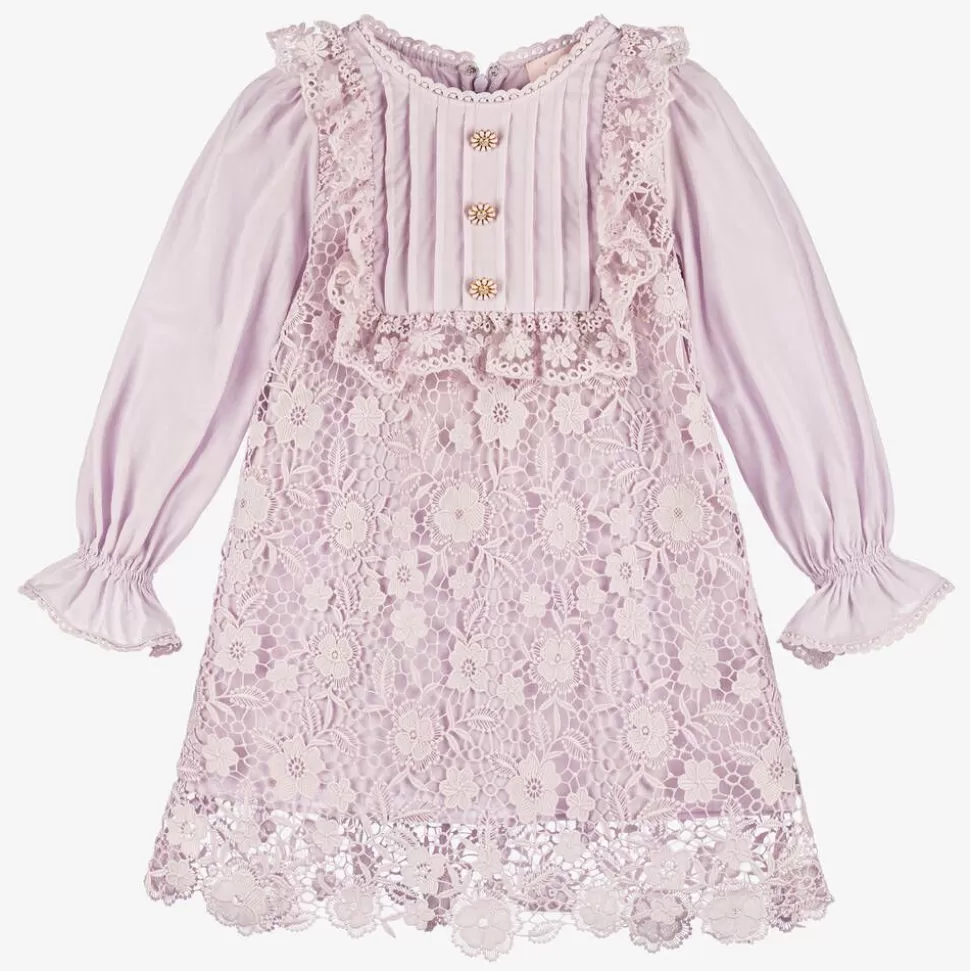 Tutu du Monde Girls Purple Guipure Floral Lace Dress^ Dresses