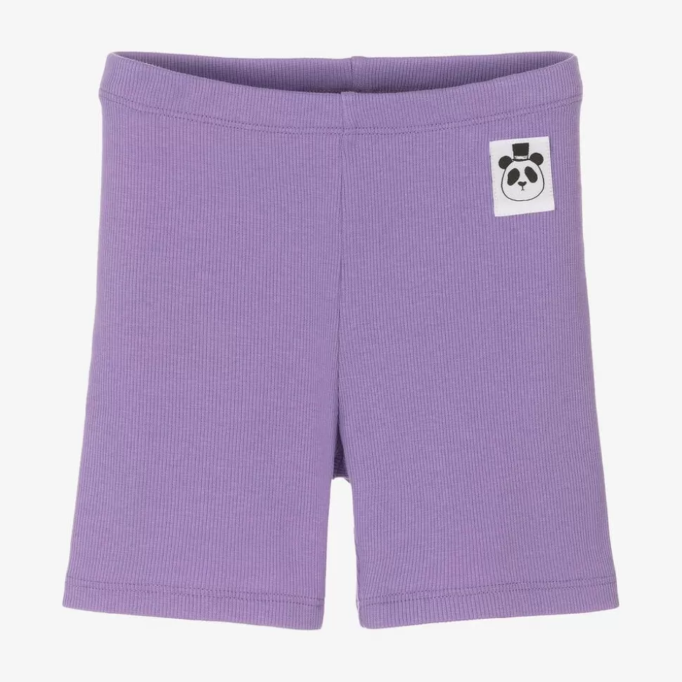Mini Rodini Girls Purple Organic Cotton Ribbed Shorts^ Shorts