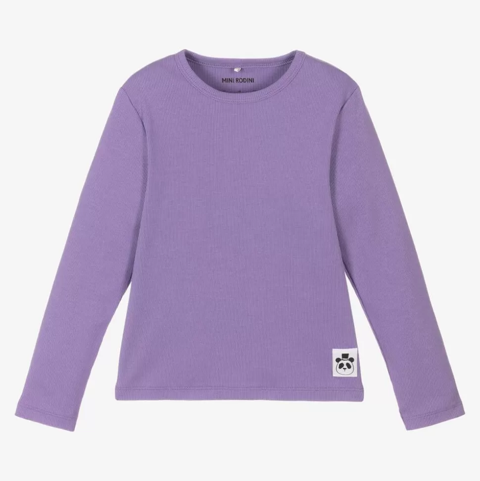Mini Rodini Girls Purple Organic Cotton Ribbed Top^ Tops