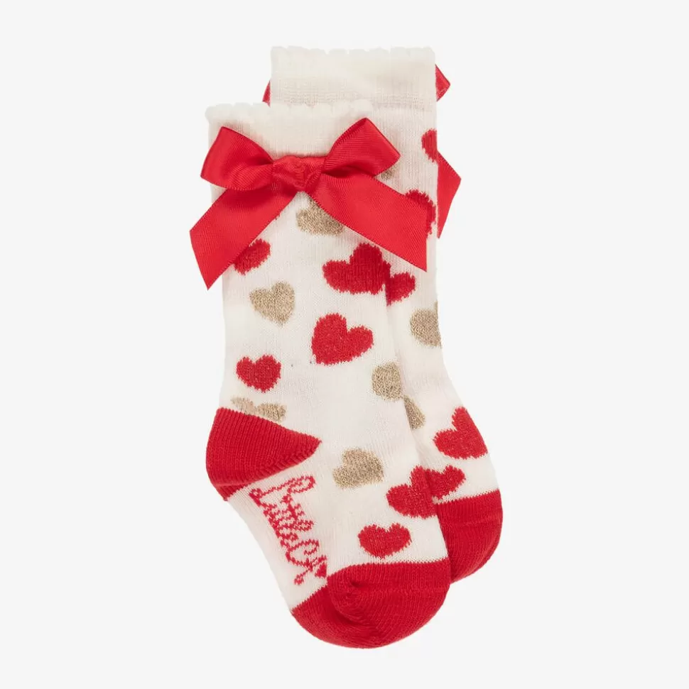A Dee Girls Red & Ivory Cotton Socks^ Socks | Socks