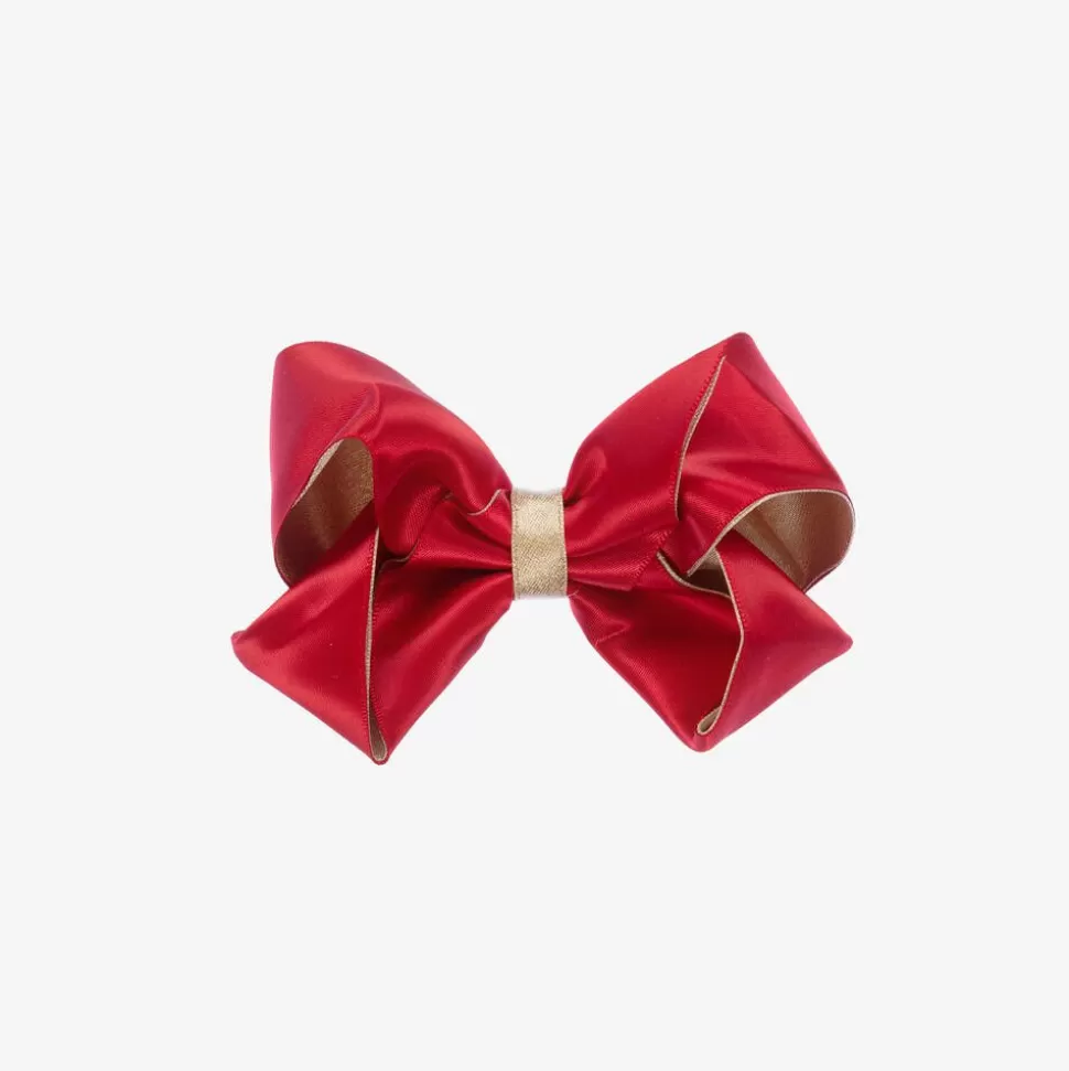 Bowtique London Girls Red & Gold Satin Bow Hair Clip (11cm)^ Hair Accessories