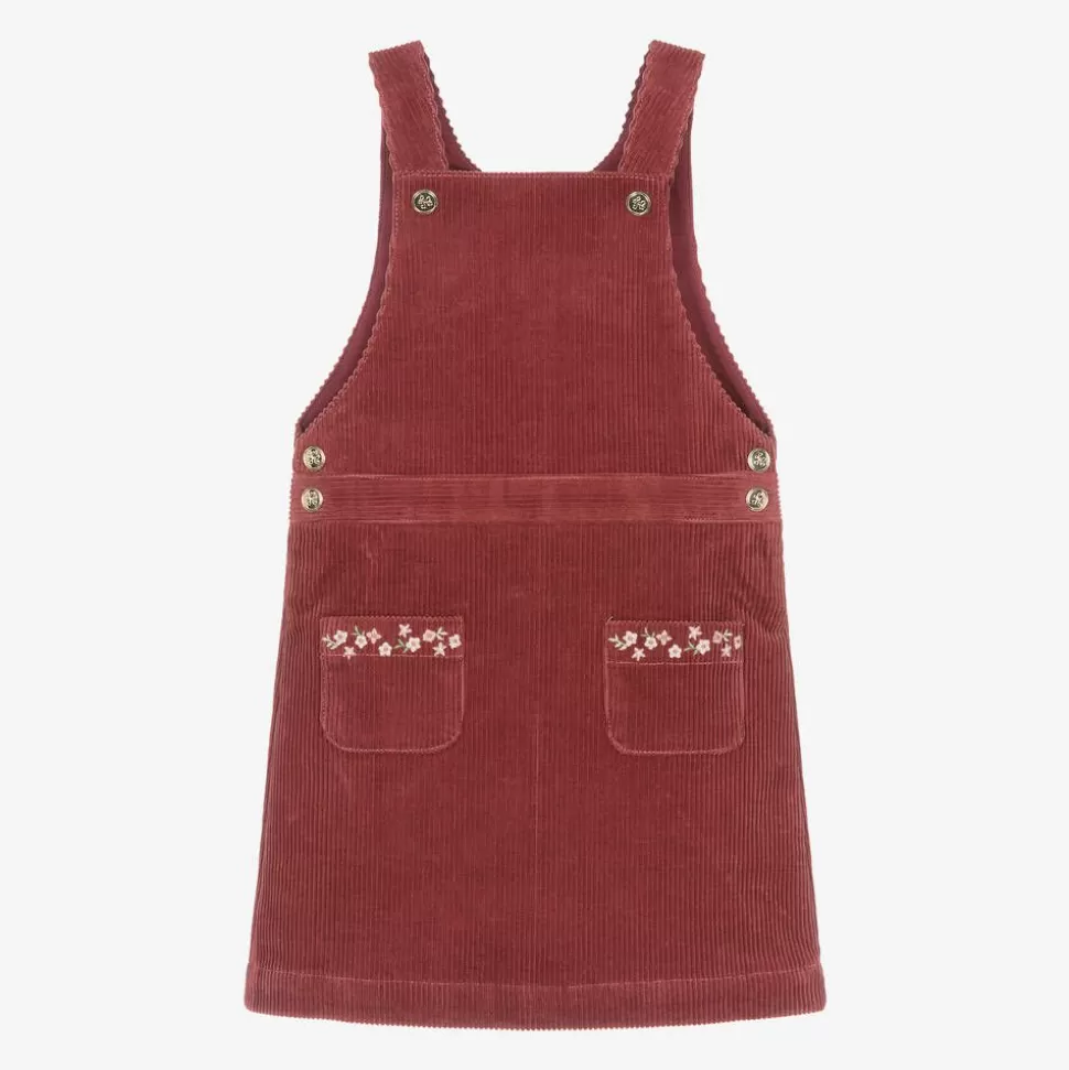 Tartine et Chocolat Girls Red Corduroy Pinafore Dress^ Dresses