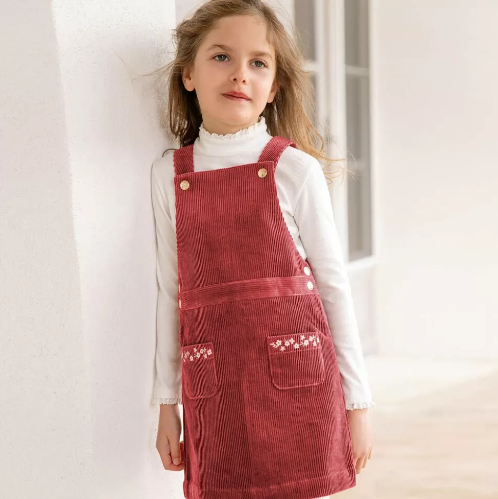 Tartine et Chocolat Girls Red Corduroy Pinafore Dress^ Dresses