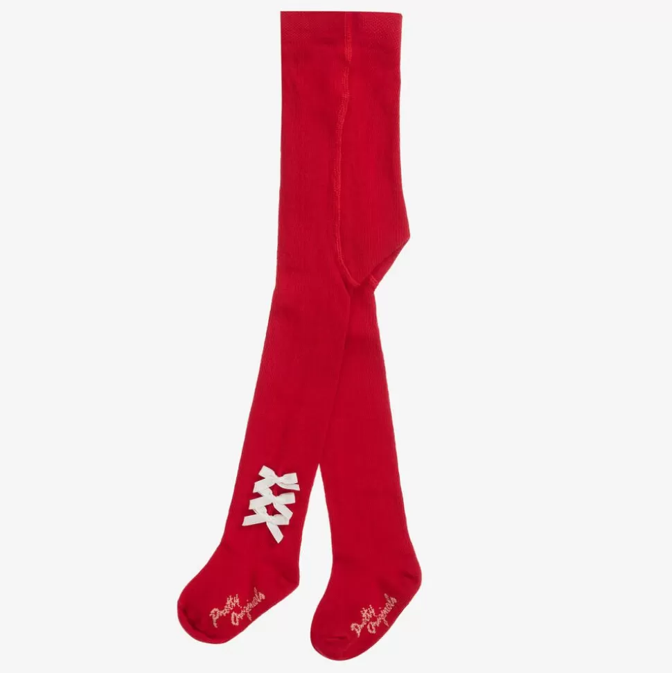 Pretty Originals Girls Red Cotton Bow Tights^ Tights
