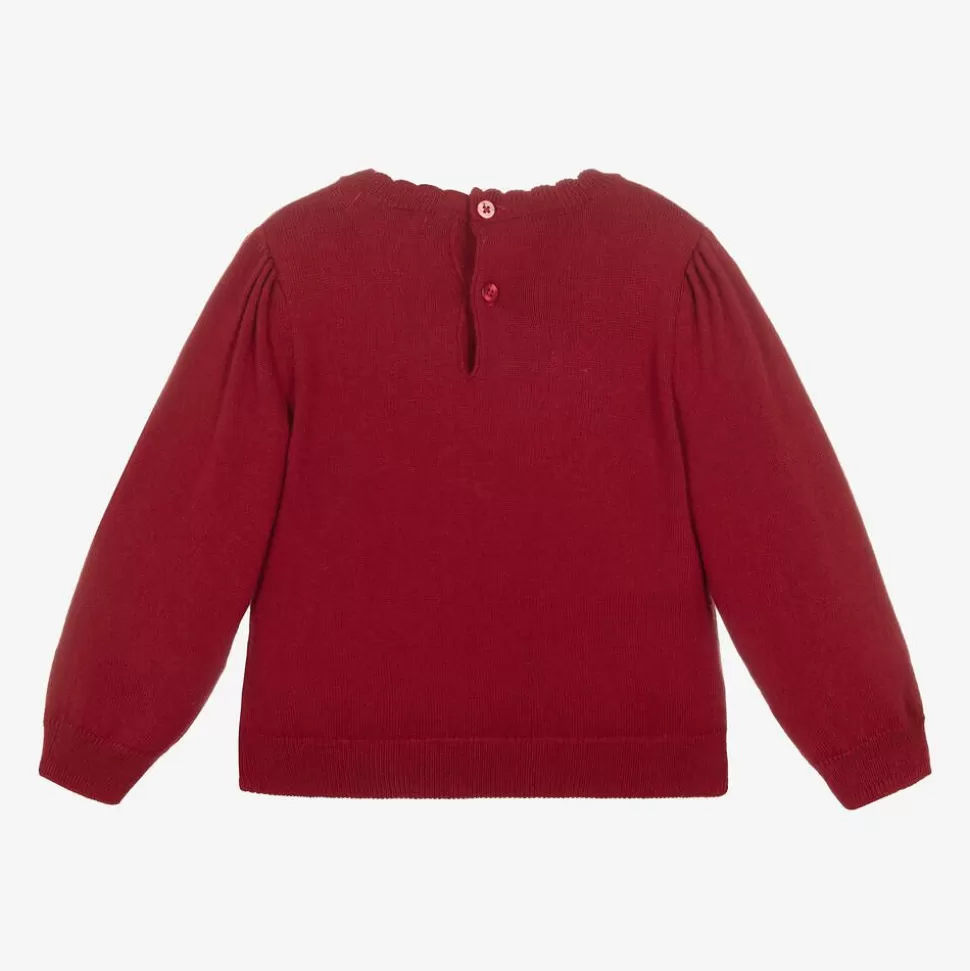 Mayoral Girls Red Cotton Knit Reindeer Jumper^ Tops