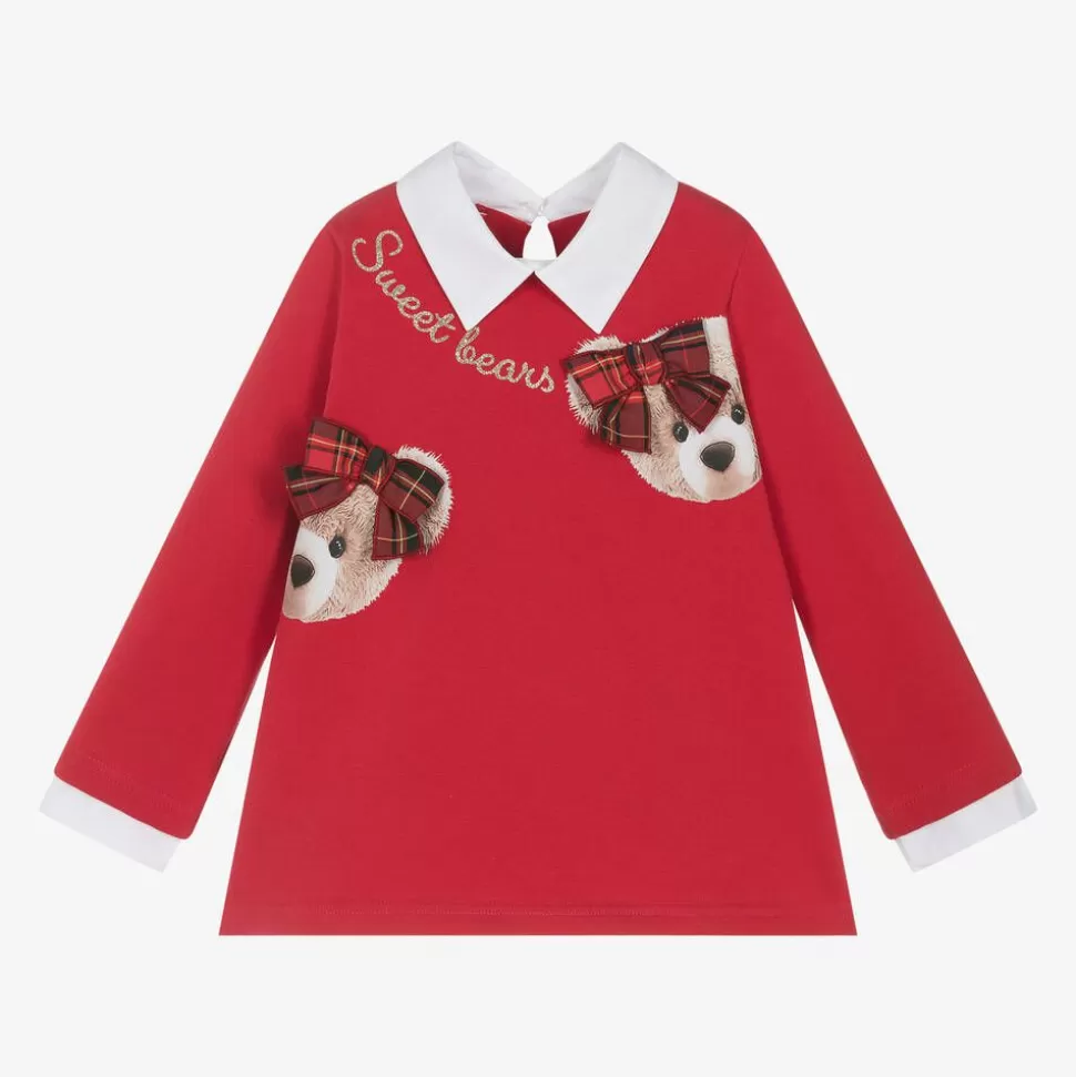 Balloon Chic Girls Red Cotton Teddy Bear Top^ Tops