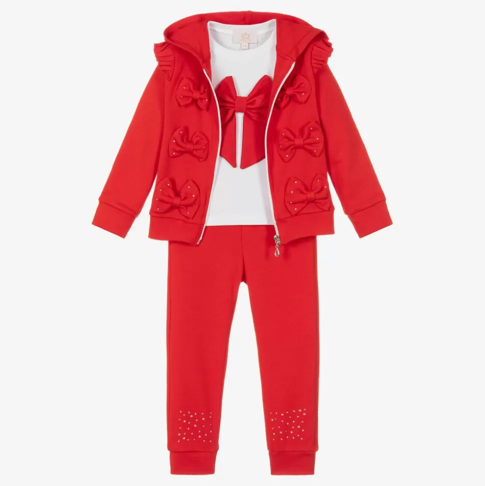 Caramelo Kids Girls Red Cotton Tracksuit Set^ Tracksuits