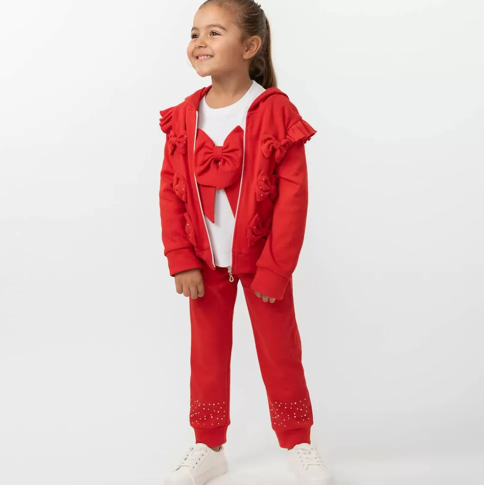 Caramelo Kids Girls Red Cotton Tracksuit Set^ Tracksuits