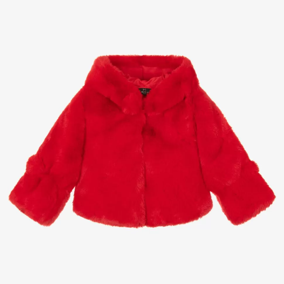 Bowtique London Girls Red Faux Fur Hooded Jacket^ Coats & Jackets
