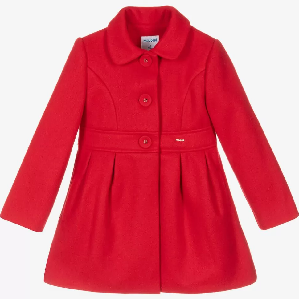 Mayoral Girls Red Felted Coat^ Coats & Jackets